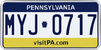 PA license plate MYJ0717