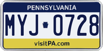 PA license plate MYJ0728
