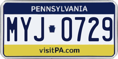 PA license plate MYJ0729