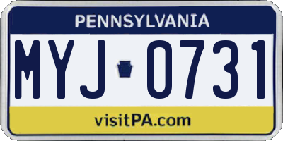 PA license plate MYJ0731