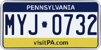 PA license plate MYJ0732
