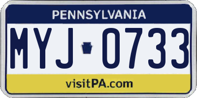 PA license plate MYJ0733