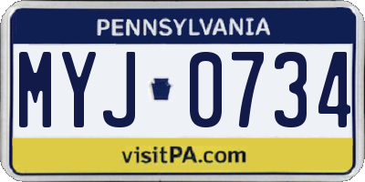 PA license plate MYJ0734