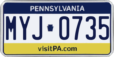PA license plate MYJ0735