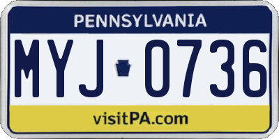 PA license plate MYJ0736