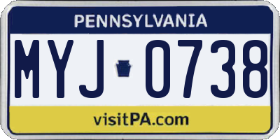 PA license plate MYJ0738