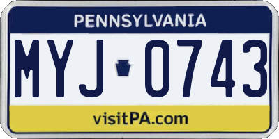 PA license plate MYJ0743