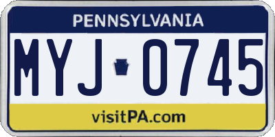 PA license plate MYJ0745