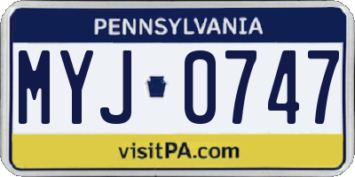 PA license plate MYJ0747