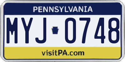 PA license plate MYJ0748