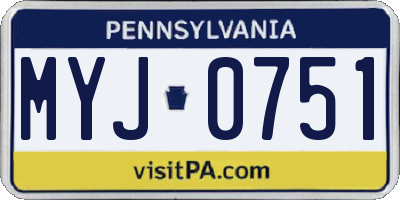 PA license plate MYJ0751