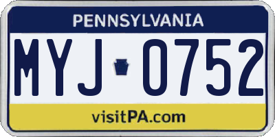 PA license plate MYJ0752