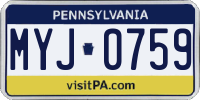 PA license plate MYJ0759