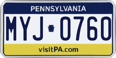 PA license plate MYJ0760