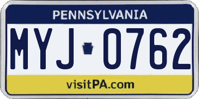 PA license plate MYJ0762