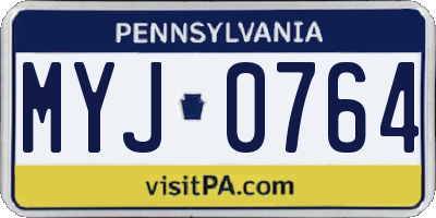 PA license plate MYJ0764