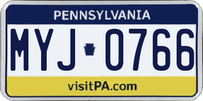 PA license plate MYJ0766