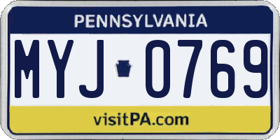 PA license plate MYJ0769