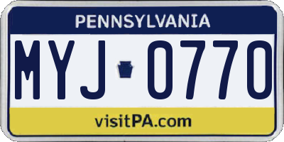 PA license plate MYJ0770