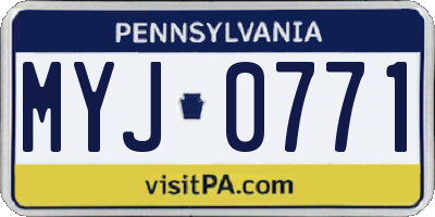 PA license plate MYJ0771