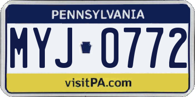PA license plate MYJ0772