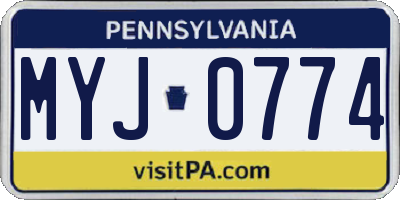 PA license plate MYJ0774