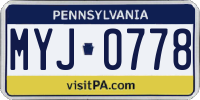 PA license plate MYJ0778