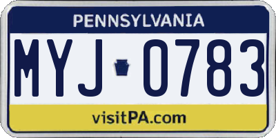PA license plate MYJ0783
