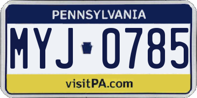 PA license plate MYJ0785