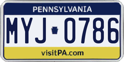 PA license plate MYJ0786