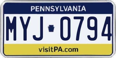 PA license plate MYJ0794