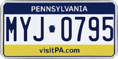 PA license plate MYJ0795