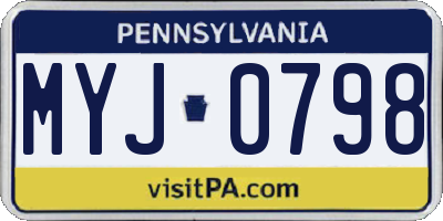 PA license plate MYJ0798