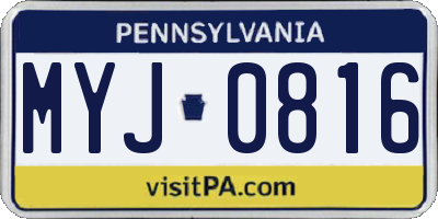 PA license plate MYJ0816