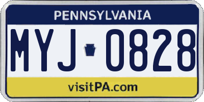 PA license plate MYJ0828