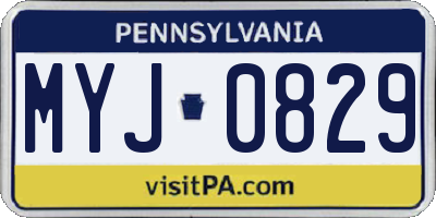 PA license plate MYJ0829