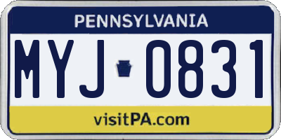 PA license plate MYJ0831
