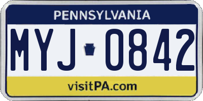 PA license plate MYJ0842