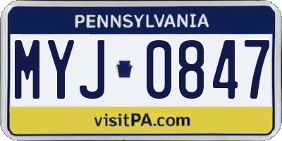 PA license plate MYJ0847