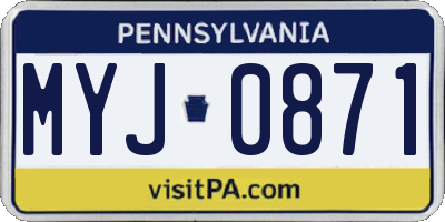 PA license plate MYJ0871