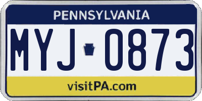 PA license plate MYJ0873
