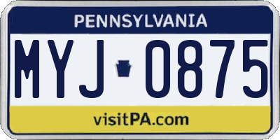 PA license plate MYJ0875