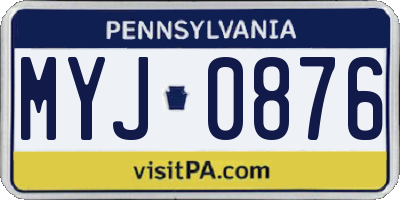 PA license plate MYJ0876