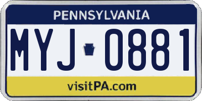 PA license plate MYJ0881