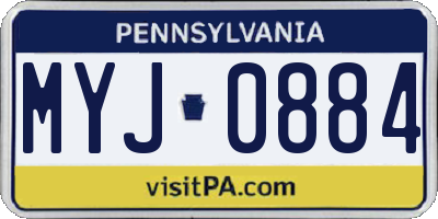 PA license plate MYJ0884