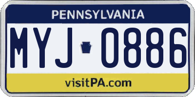 PA license plate MYJ0886