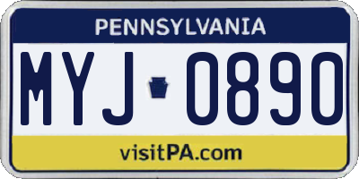 PA license plate MYJ0890