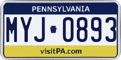 PA license plate MYJ0893