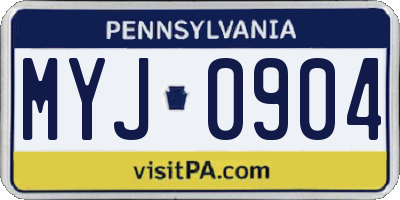 PA license plate MYJ0904