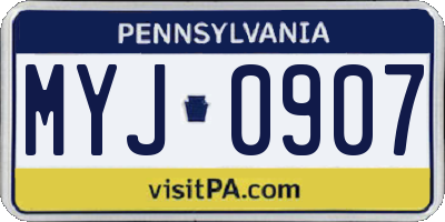 PA license plate MYJ0907